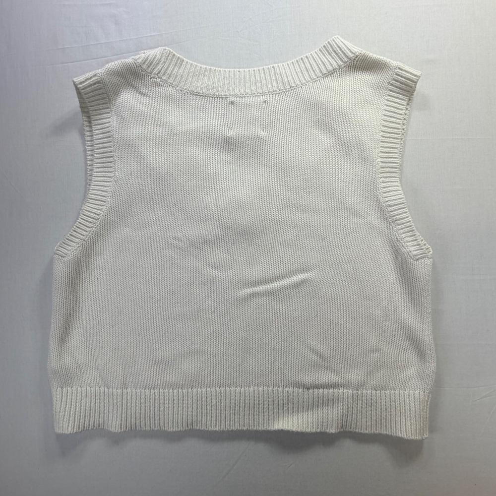Abercrombie & Fitch Woman's Cream Knit V‎ Neck Vest Tank Top Sweater Size L - Picture 4 of 6